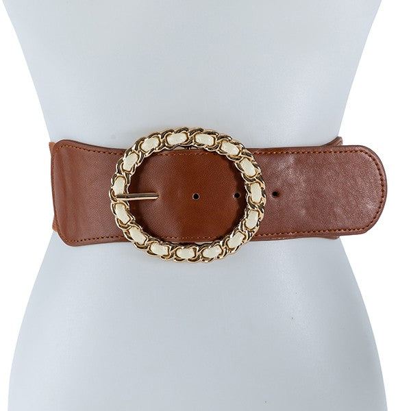 GOLD CIRCLE BUCKLE ELASTIC BAND BELT Addie Grace Boutique