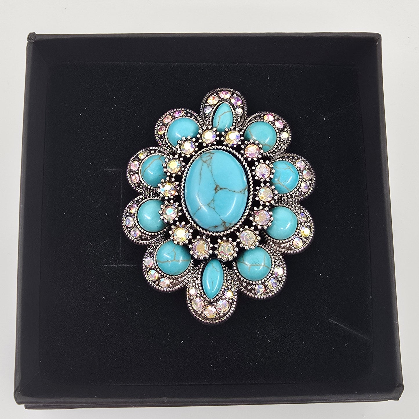 Turquoise Blossom Statement Brooch Addie Grace Boutique