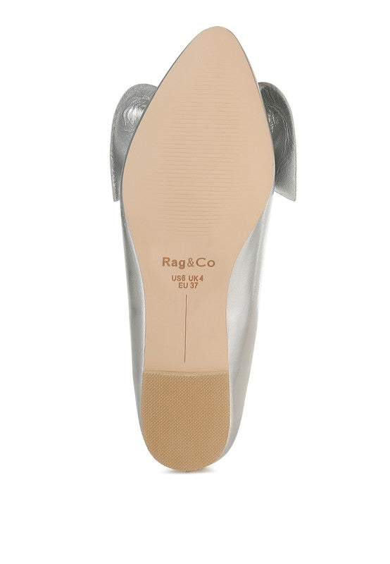 Bromelia Metallic Pleather Bow Ballerinas Addie Grace Boutique