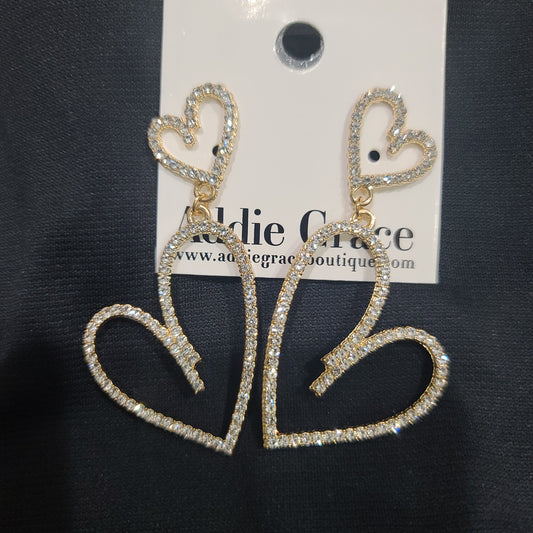 Rhinestone Hearts Earrings