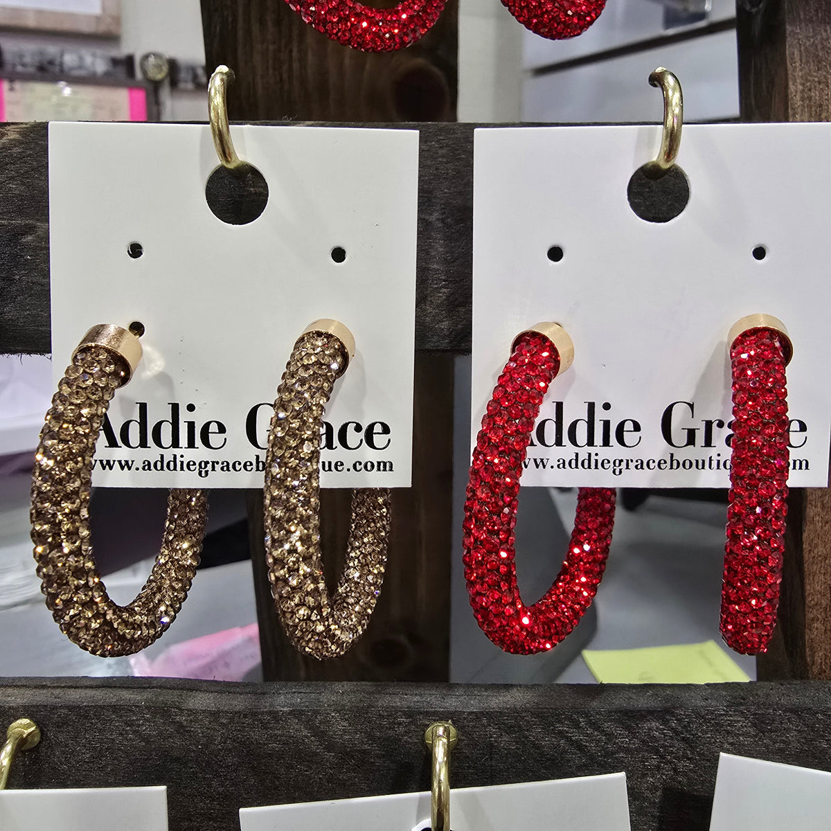 Rhinestone Hoop Earrings  Addie Grace Boutique