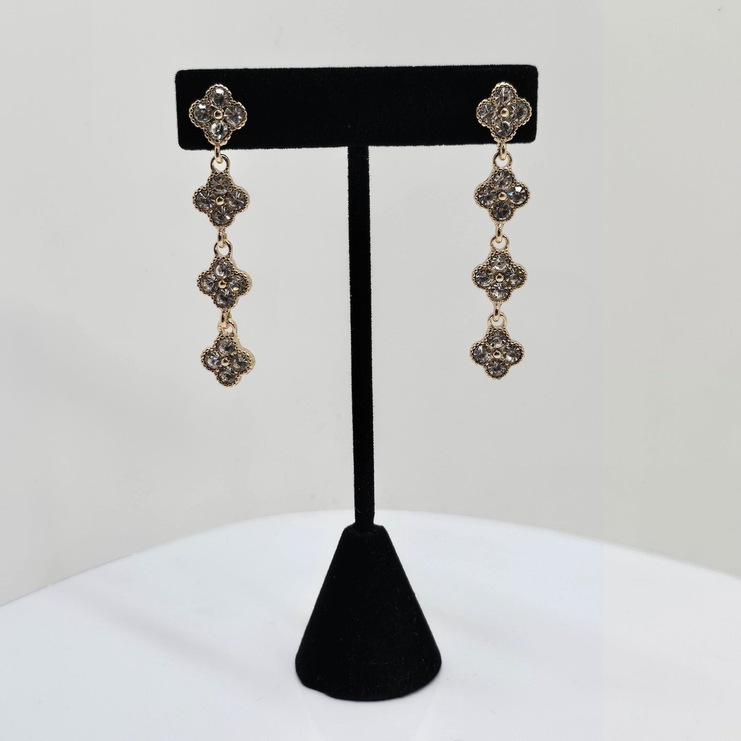 Quad Clover Crystal Drop Earrings  Addie Grace Boutique