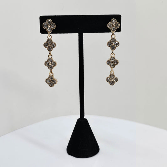 Quad Clover Crystal Drop Earrings  Addie Grace Boutique