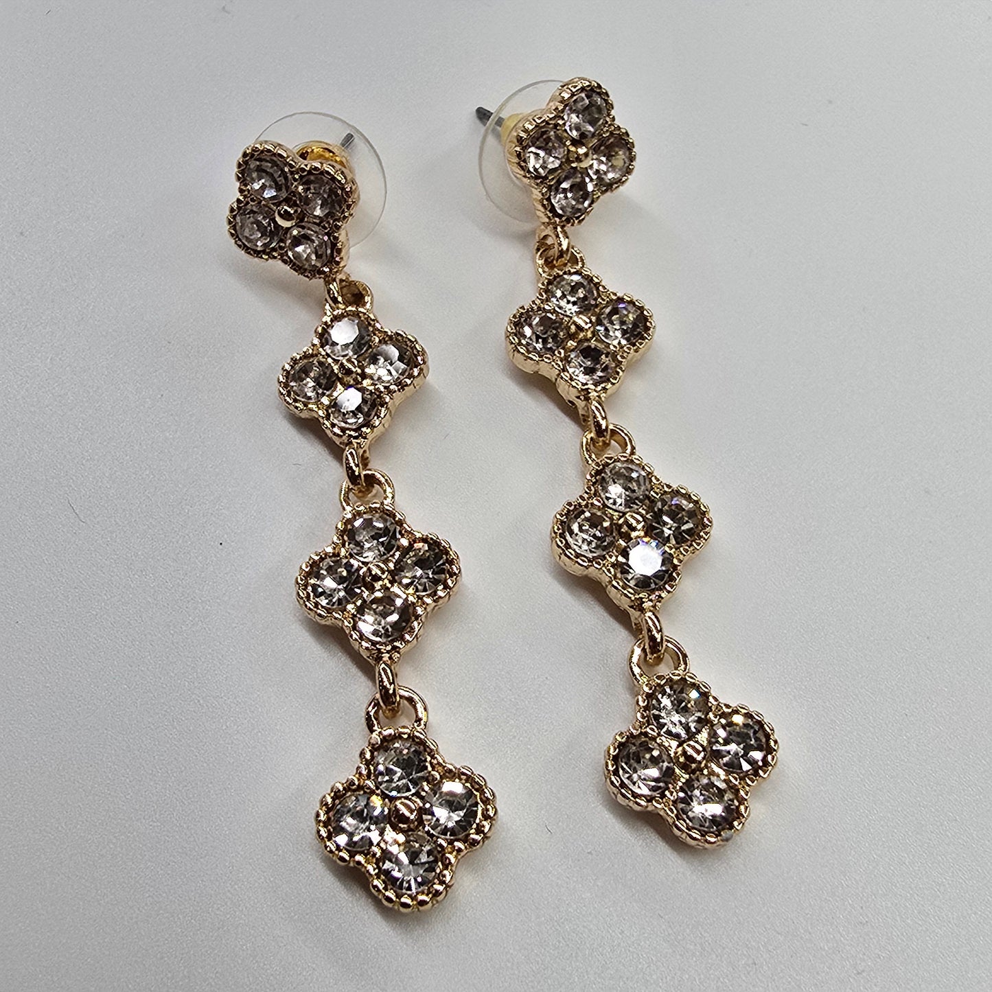 Quad Clover Crystal Drop Earrings  Addie Grace Boutique
