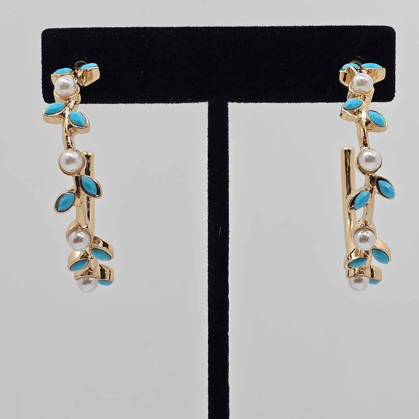 Turquoise & Pearl Hoop Earrings  Addie Grace Boutique