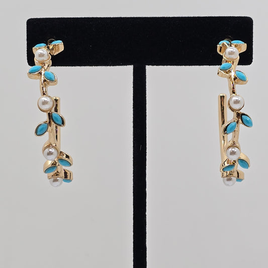 Turquoise & Pearl Hoop Earrings  Addie Grace Boutique