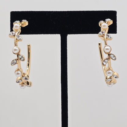 Crystal & Pearl Hoop Earrings  Addie Grace Boutique