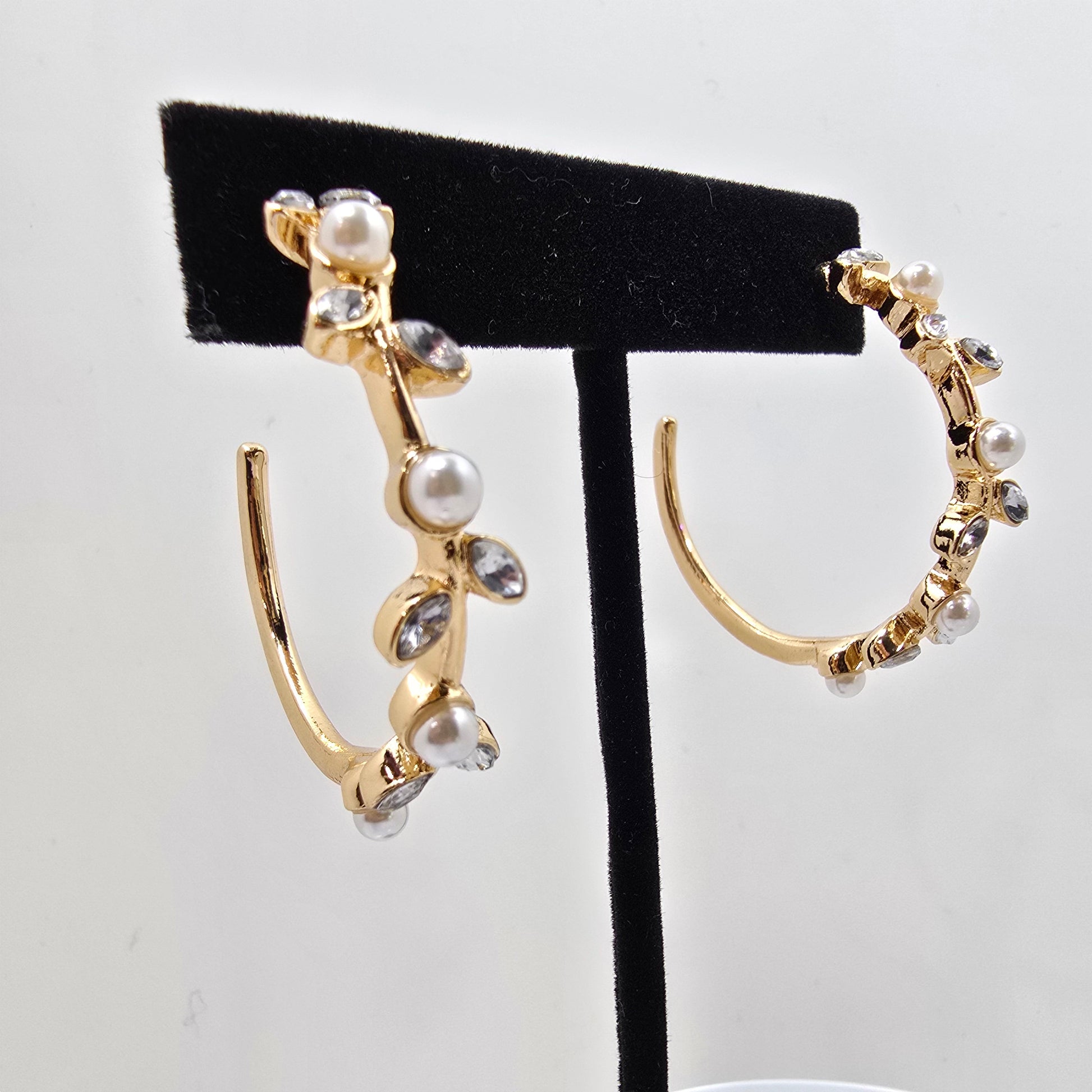 Crystal & Pearl Hoop Earrings  Addie Grace Boutique