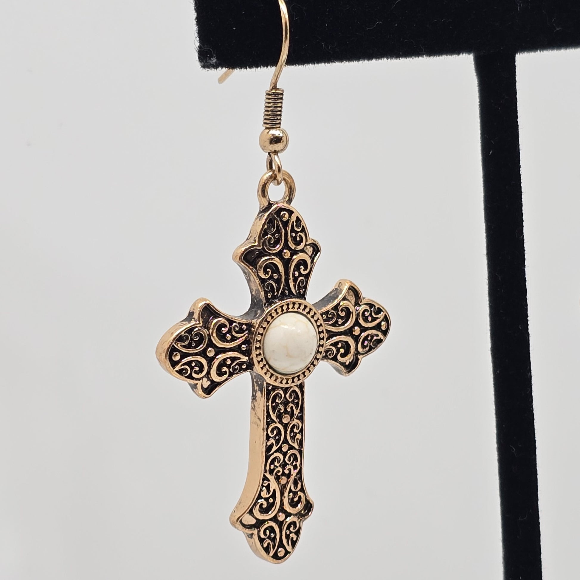 Center Stone Cross Earrings  Addie Grace Boutique