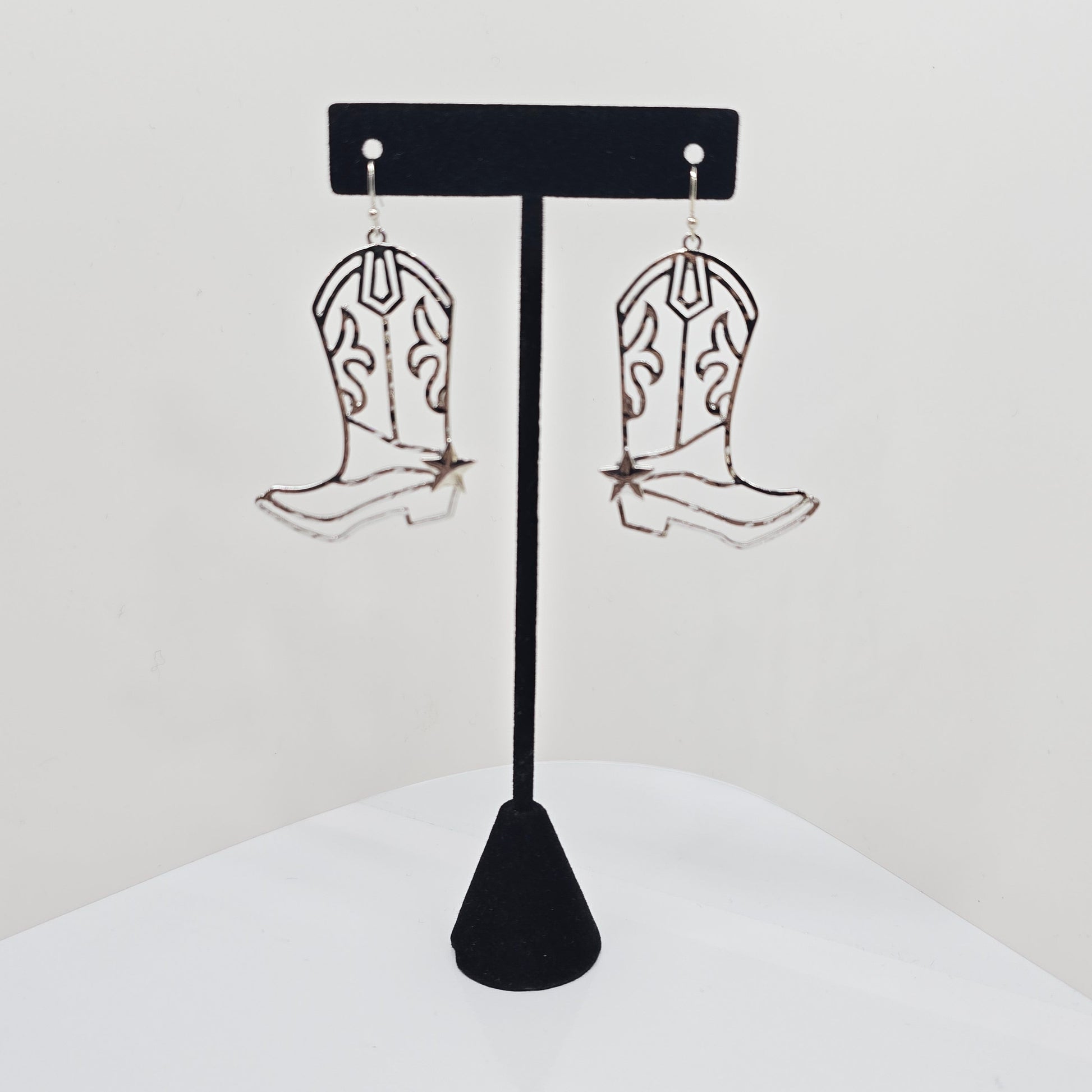 Silver Western Boots Earrings  Addie Grace Boutique