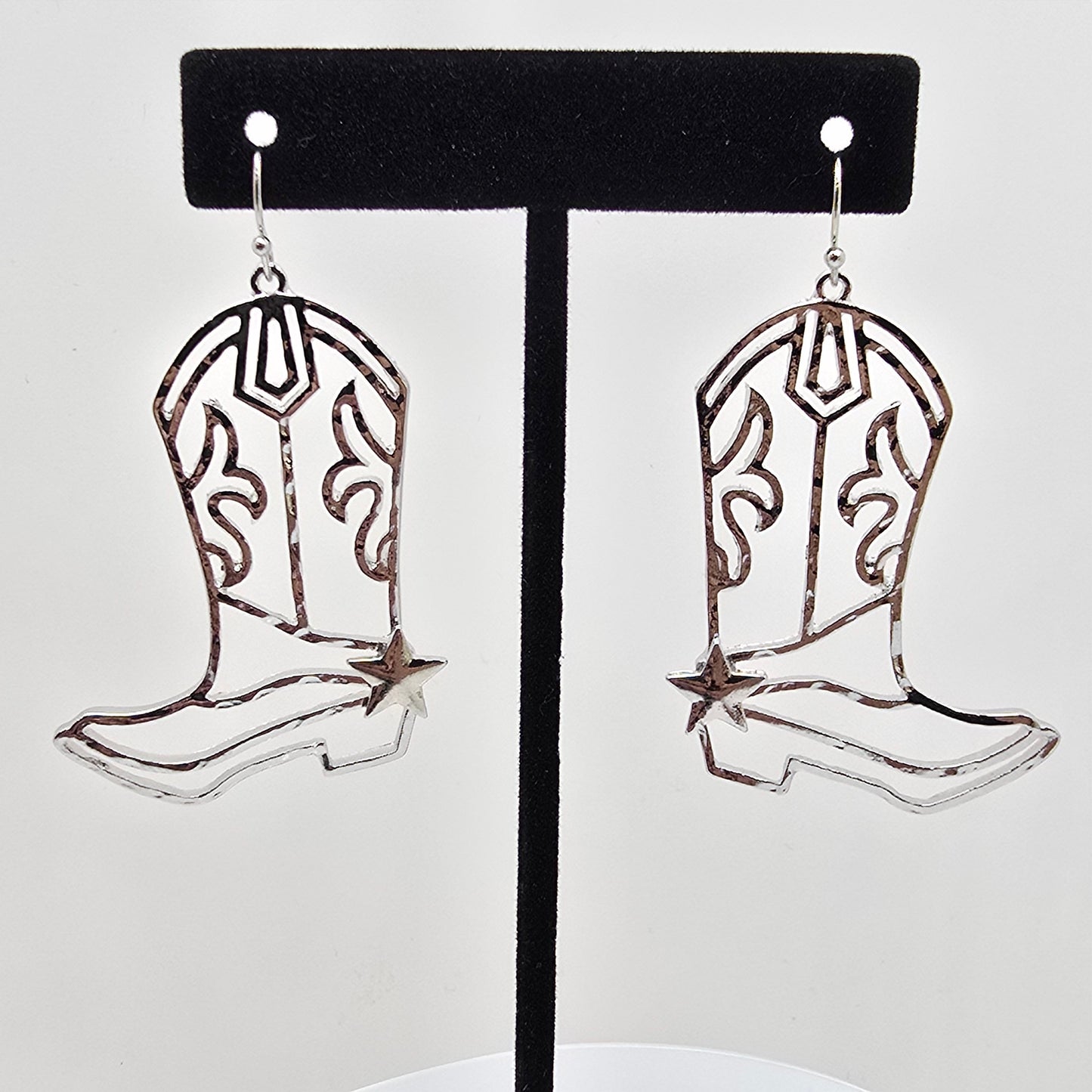 Silver Western Boots Earrings  Addie Grace Boutique