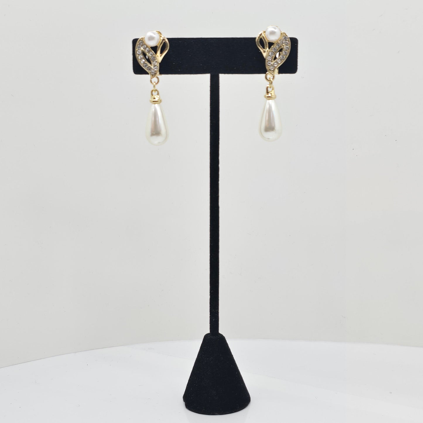 Pearl & Crystal Clip-On Drop Earrings  Addie Grace Boutique
