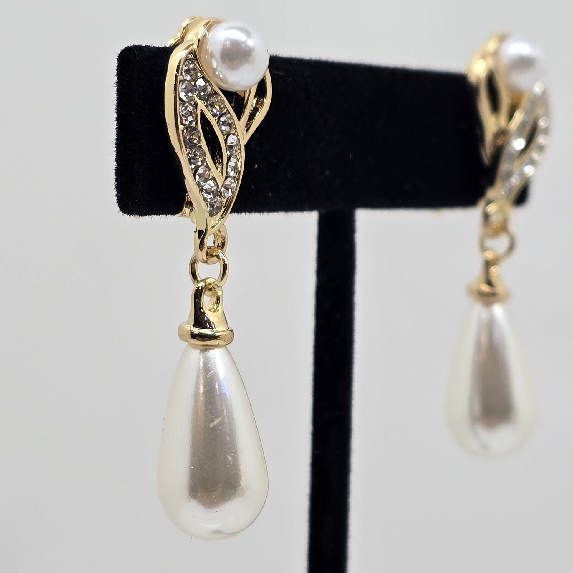 Pearl & Crystal Clip-On Drop Earrings  Addie Grace Boutique