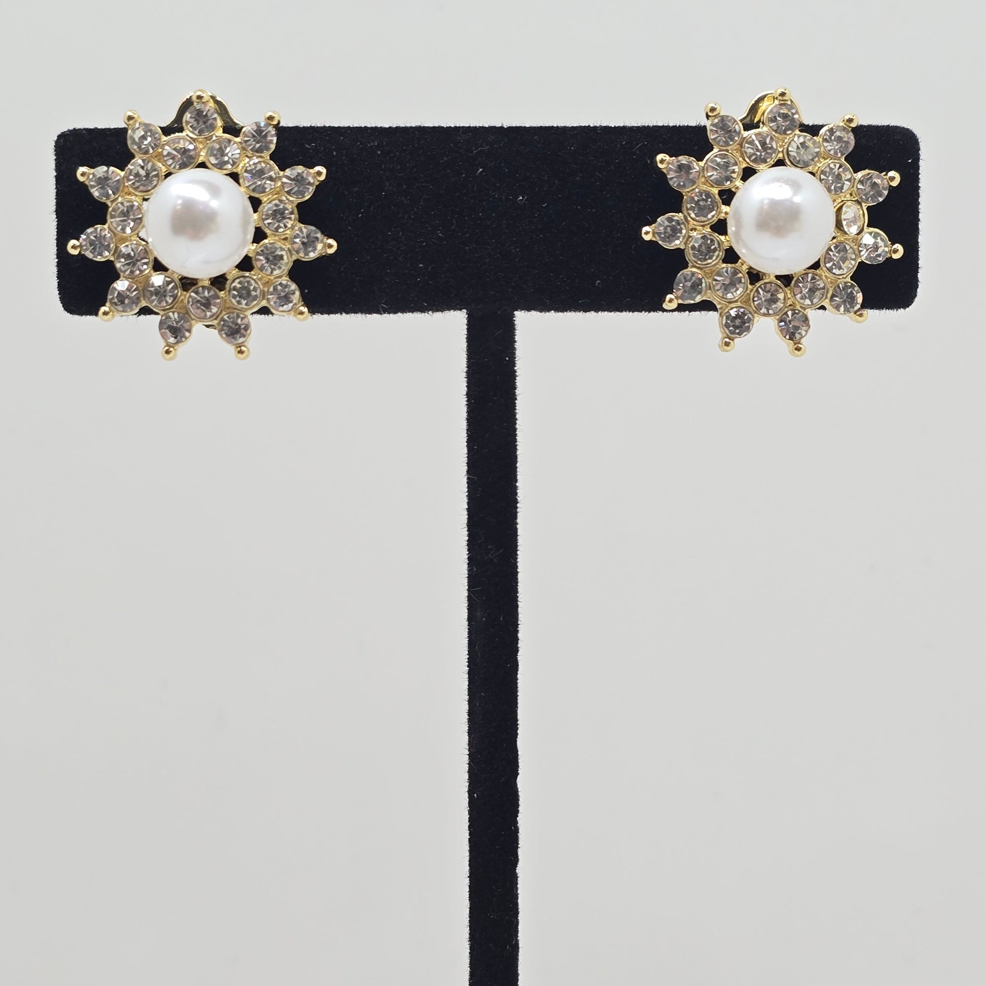 Pearl & Crystal Starburst Clip-On Earrings  Addie Grace Boutique