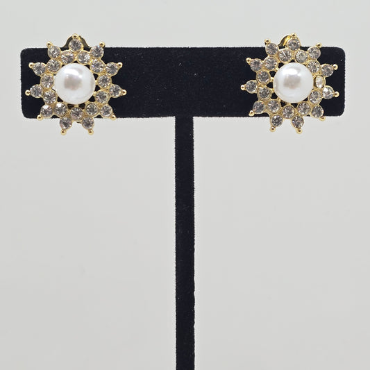 Pearl & Crystal Starburst Clip-On Earrings  Addie Grace Boutique