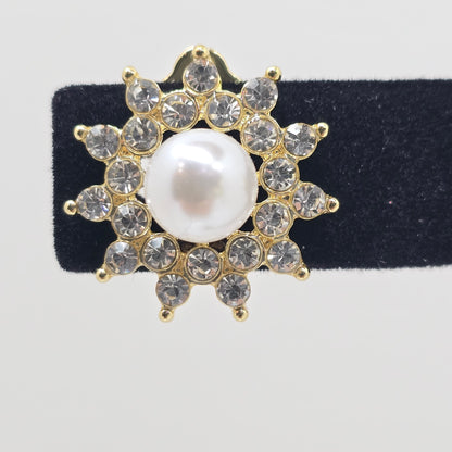 Pearl & Crystal Starburst Clip-On Earrings  Addie Grace Boutique