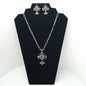 Silver Turquoise Cross Necklace & Earring Set  Addie Grace Boutique