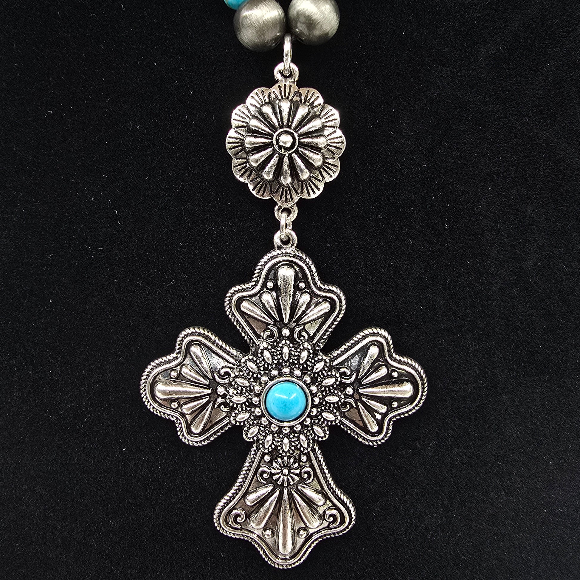 Western Cross Turquoise Necklace & Earring Set  Addie Grace Boutique