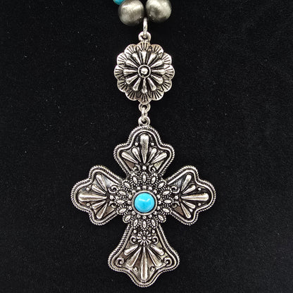 Western Cross Turquoise Necklace & Earring Set  Addie Grace Boutique