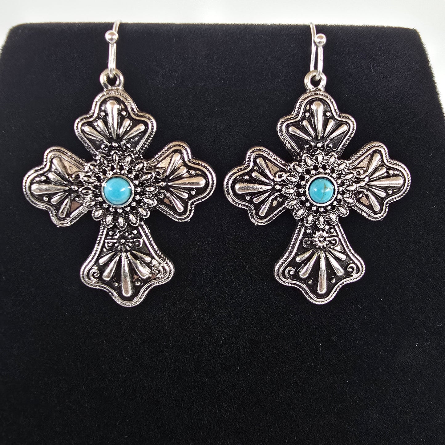 Western Cross Turquoise Necklace & Earring Set  Addie Grace Boutique