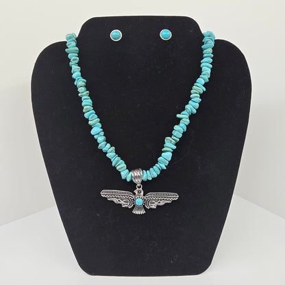 Thunderbird Turquoise Necklace & Stud Earring Set  Addie Grace Boutique