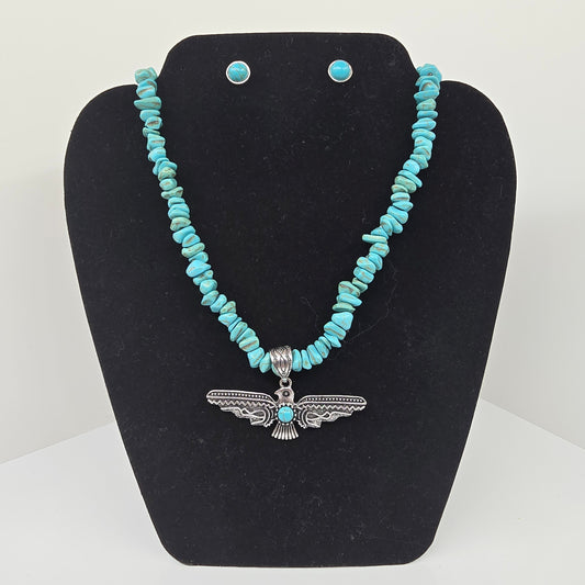 Thunderbird Turquoise Necklace & Stud Earring Set  Addie Grace Boutique