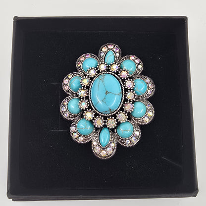 Turquoise Blossom Statement Brooch  Addie Grace Boutique