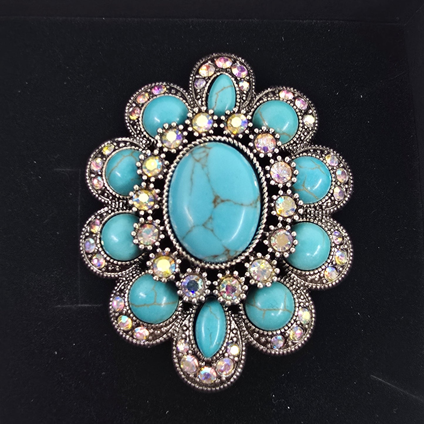 Turquoise Blossom Statement Brooch  Addie Grace Boutique