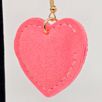 Pink Rhinestone Heart Drop Earrings