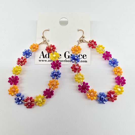 Colorful floral beaded earrings