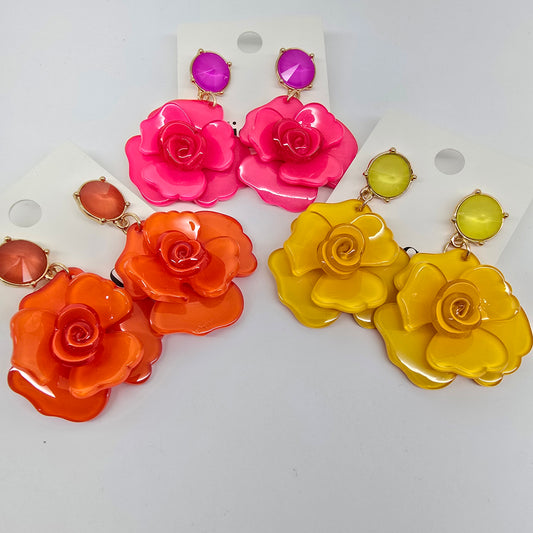 Colorful Rose Earrings - Addie Grace Boutique