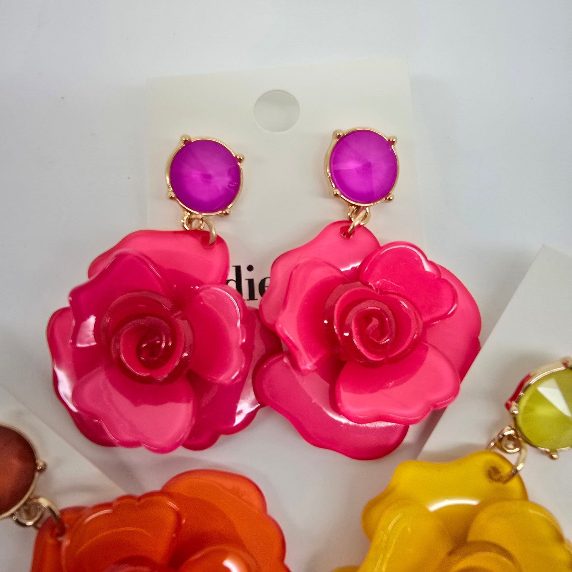 Colorful Rose Earrings - Addie Grace Boutique