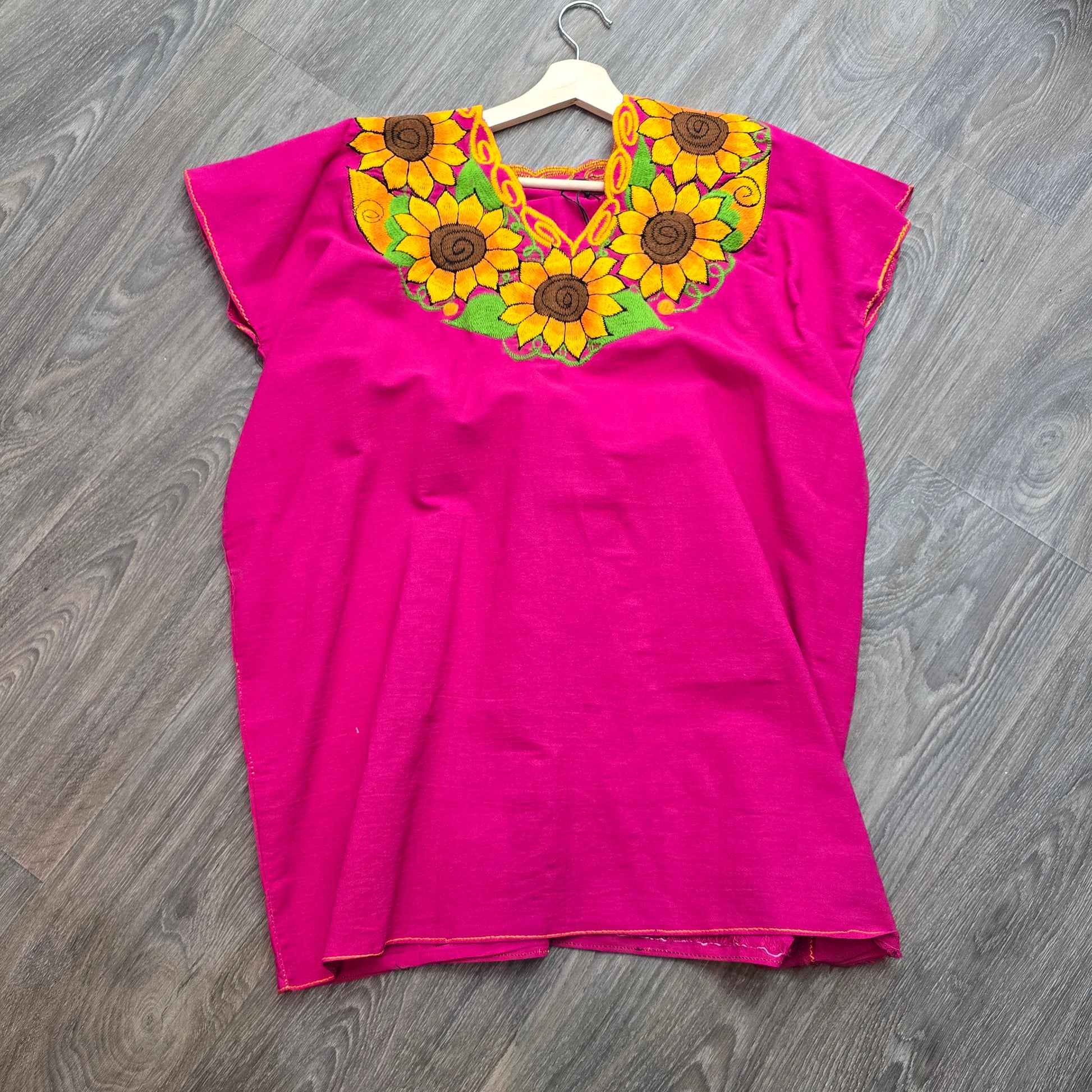 Plus size embroidered sunflower top