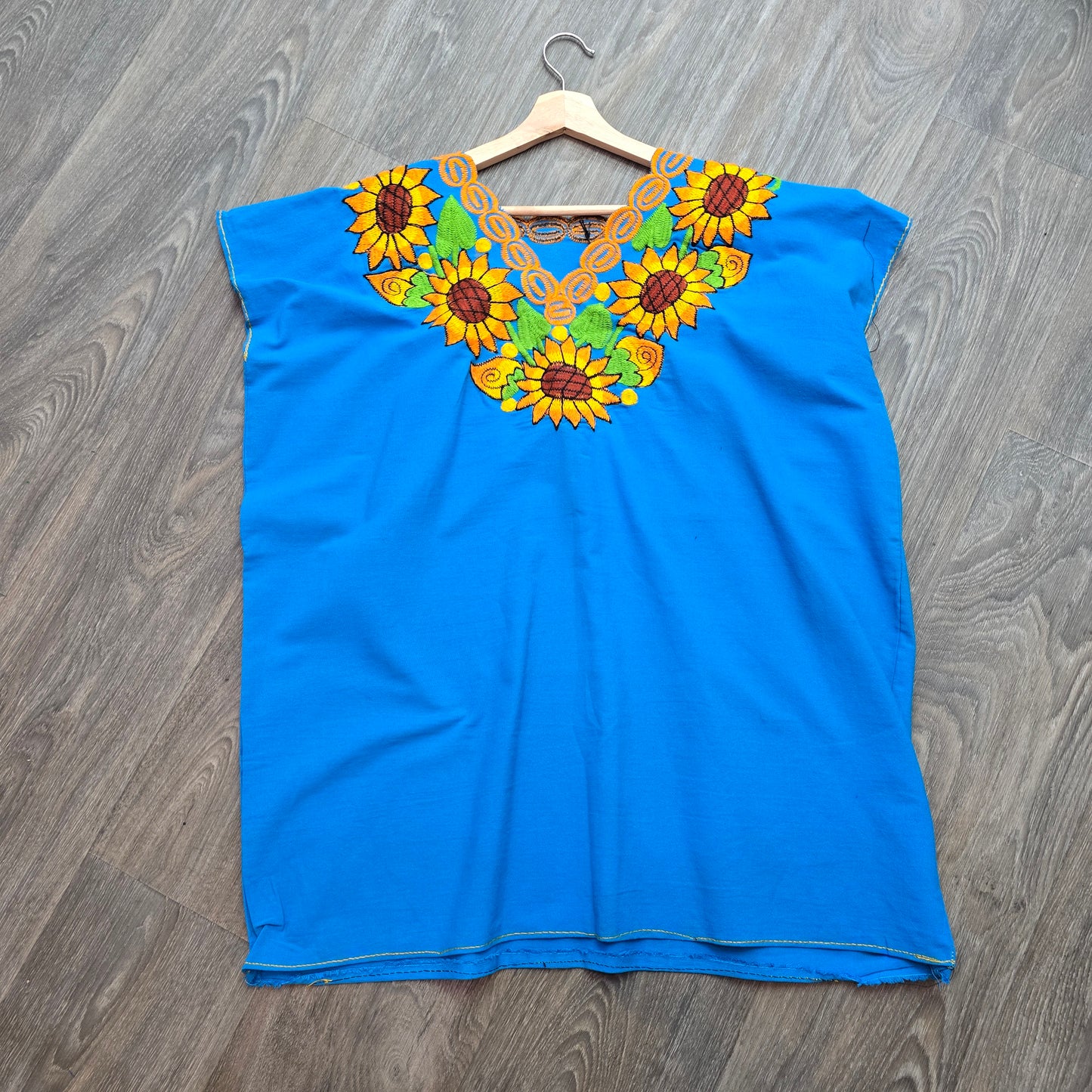 Plus size embroidered sunflower top