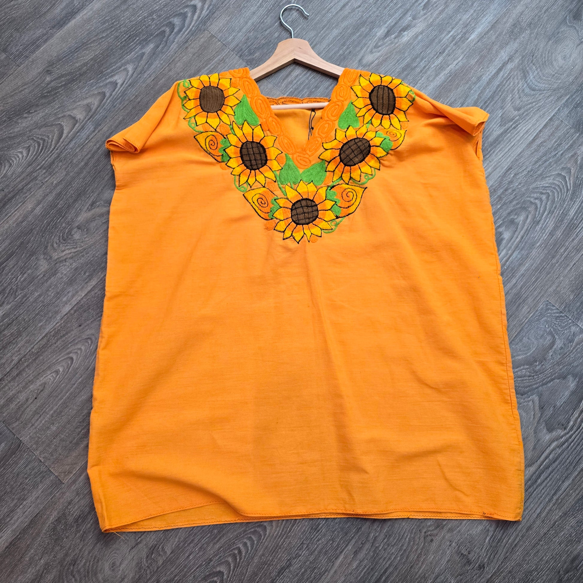 Plus size embroidered sunflower top
