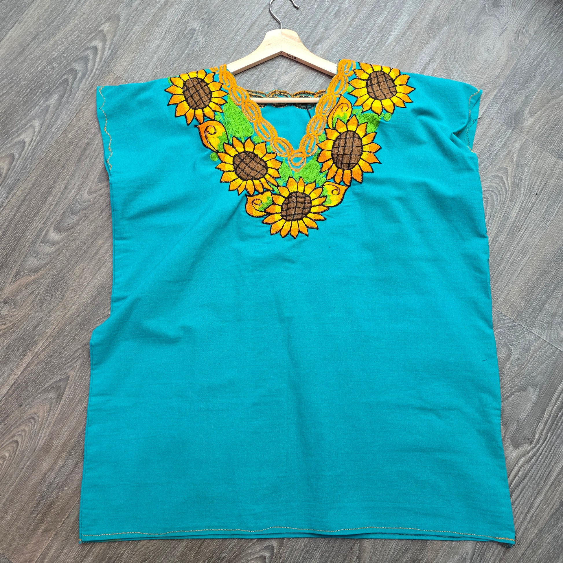 Plus size embroidered sunflower top