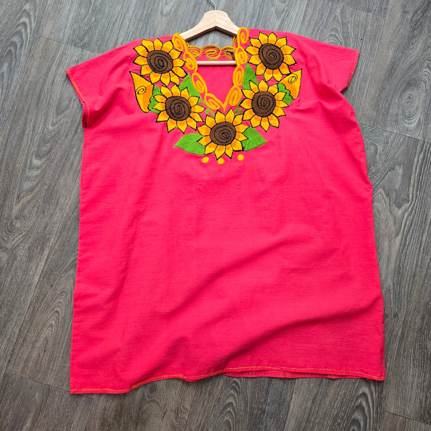 Plus size embroidered sunflower top