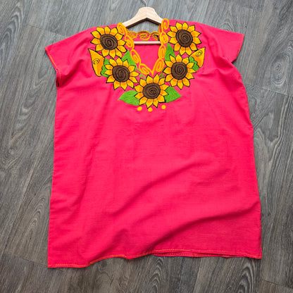 Plus size embroidered sunflower top