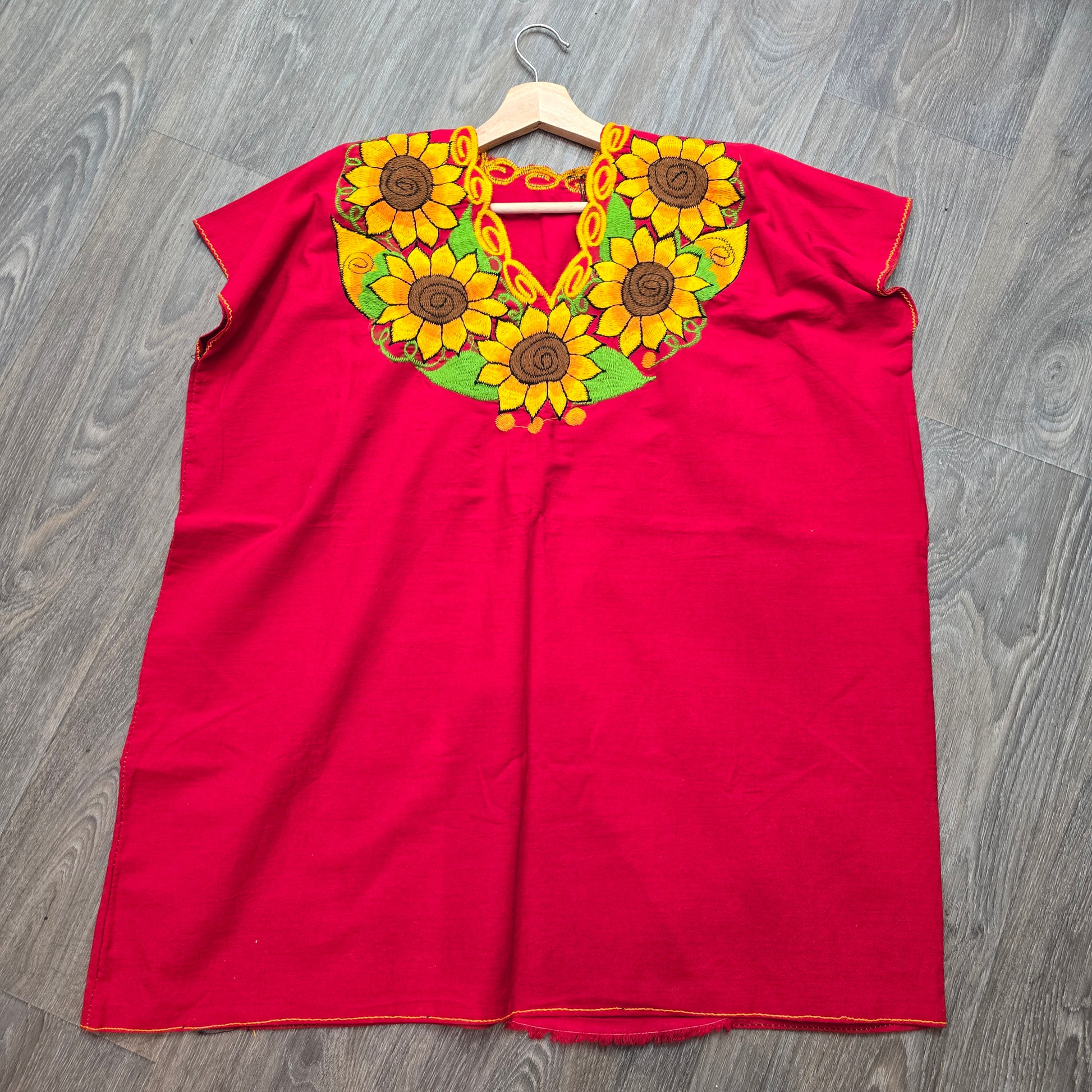 Plus size embroidered sunflower top