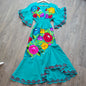 Embroidered floral maxi dress 