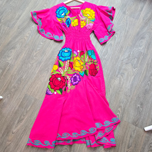 Embroidered floral maxi dress 