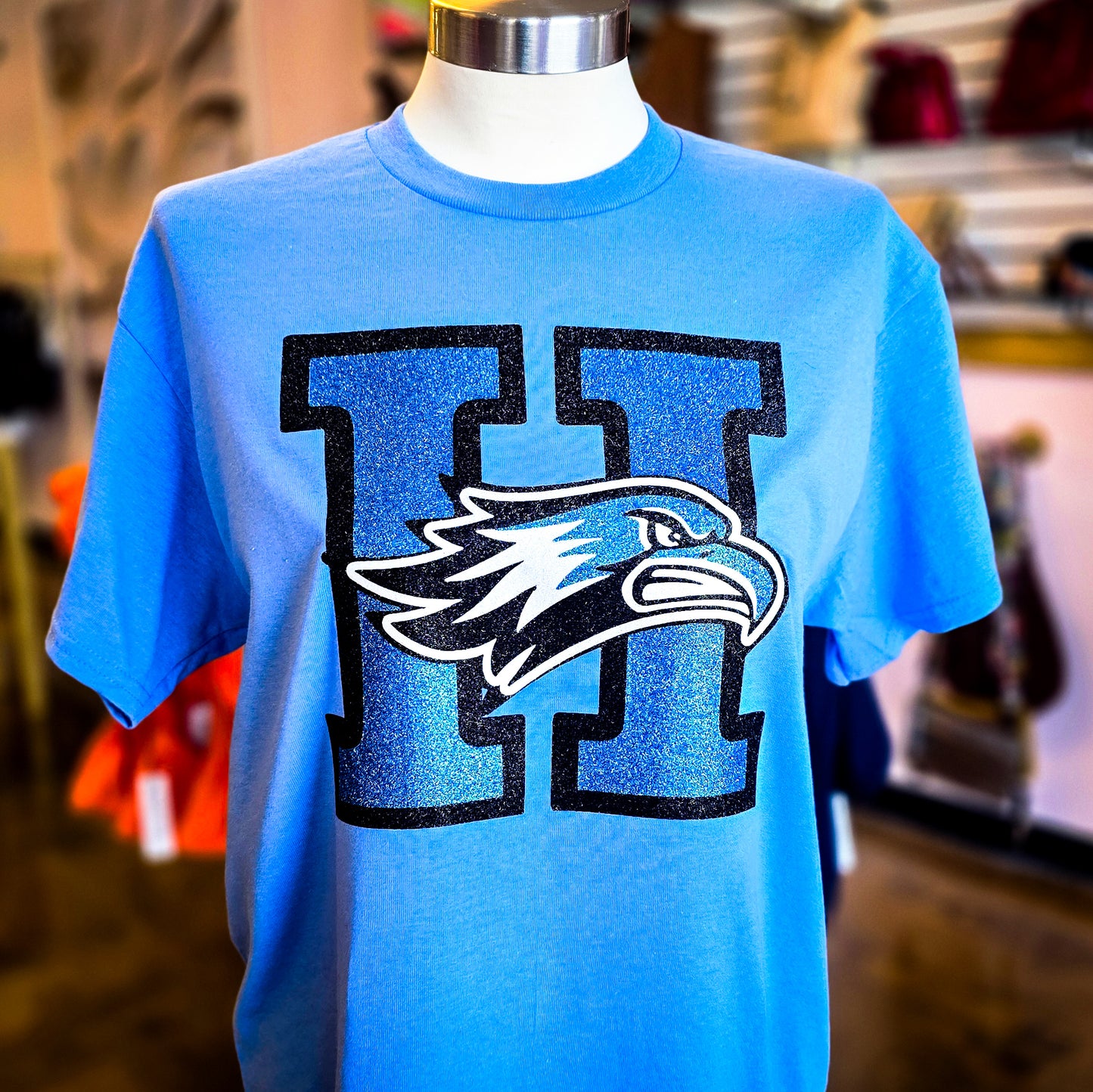Harlan Hawks All-Glitter Eagle Game Day Tee