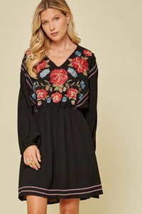 Embroidered Flare Dress